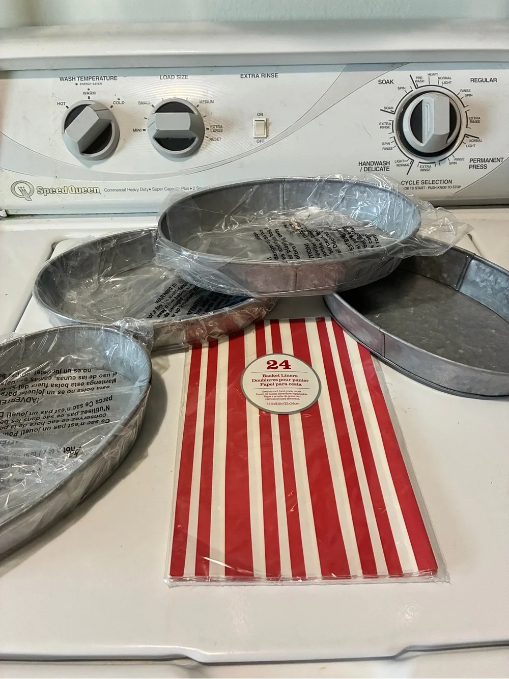 Crate&Barrel Red and White Striped Basket Liners - Pack of 24